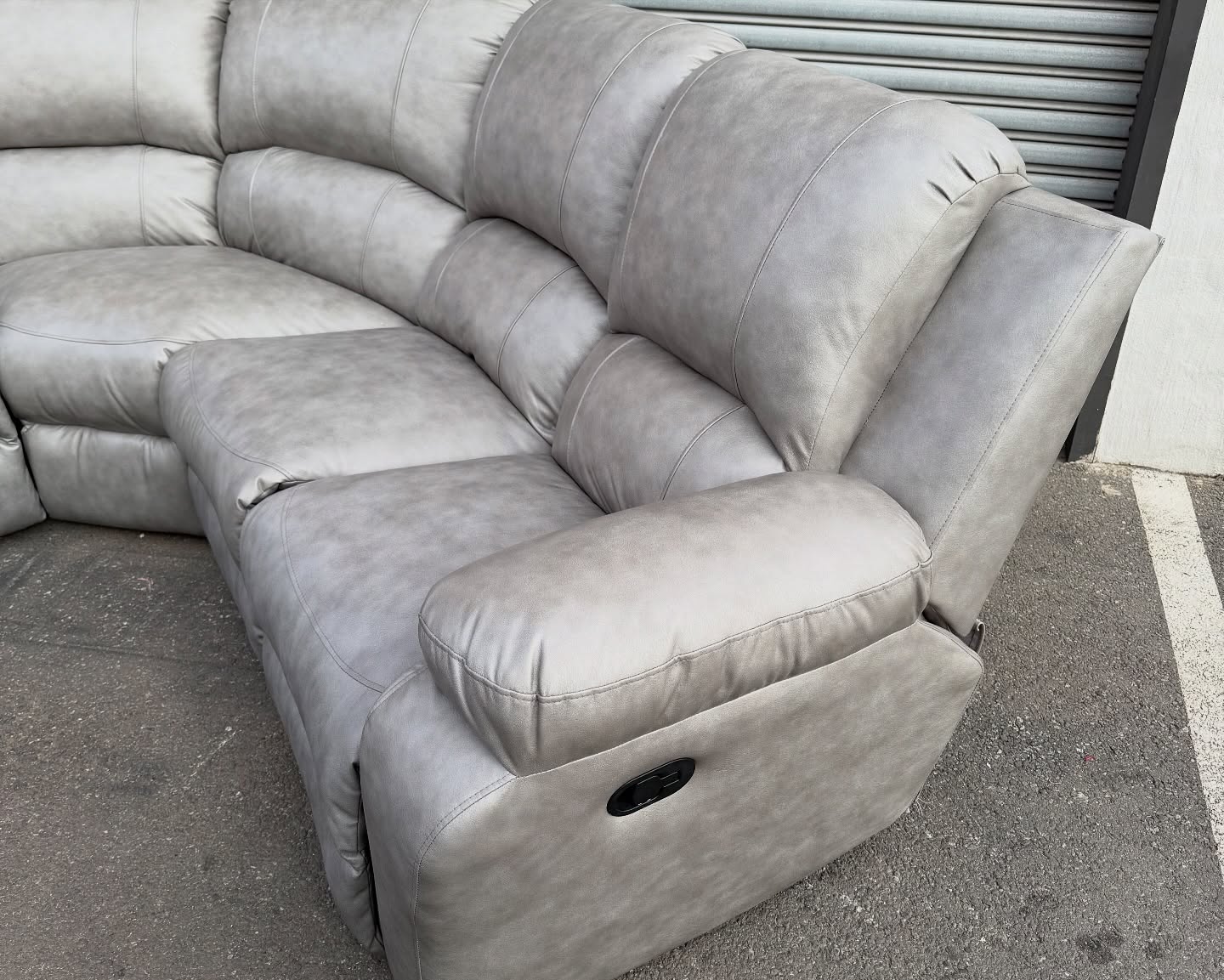 Grey buffalo leather couch full arrangement